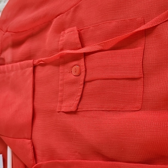 Chicos Sheer Shacket Traveling Coral orange size 2 Large 8/10 Lagenlook Fall - Picture 5 of 10